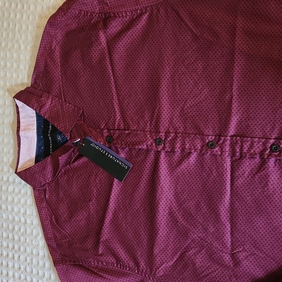 Dress Shirt in burgundy with black diamond print Fall Office Collegiate Career - Picture 6 of 6